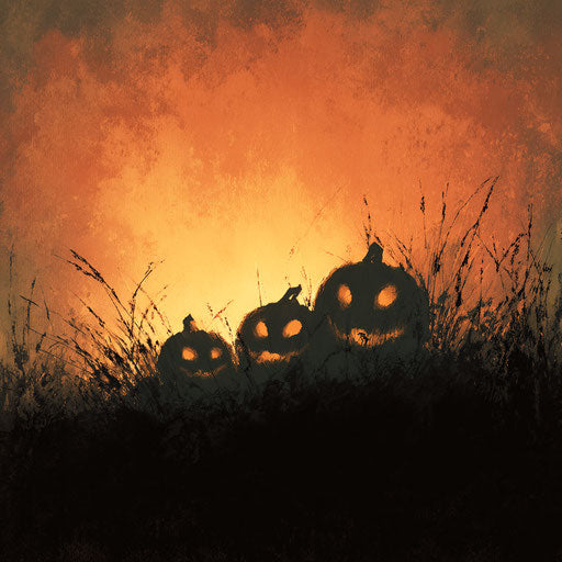 Spooky Lanterns on Dark Grass