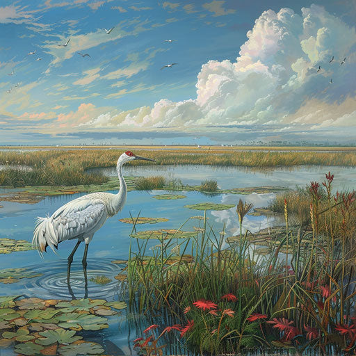 Dynamic ecosystem of a whooping crane habitat during the wet season