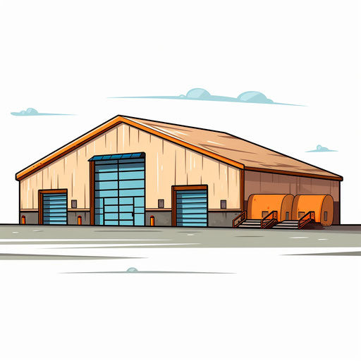 Minimalist warehouse clipart on white background