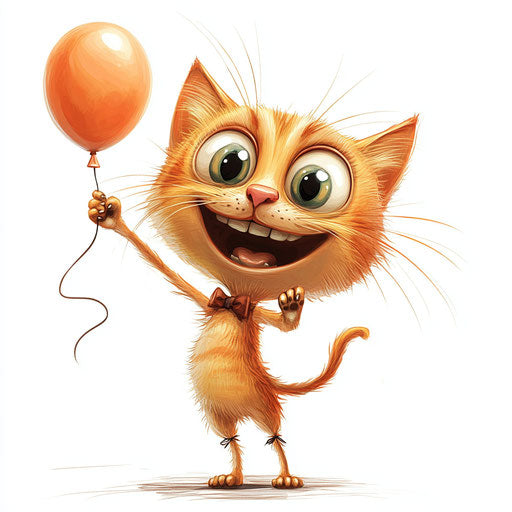 Humorous caricature of a cat with human characteristics