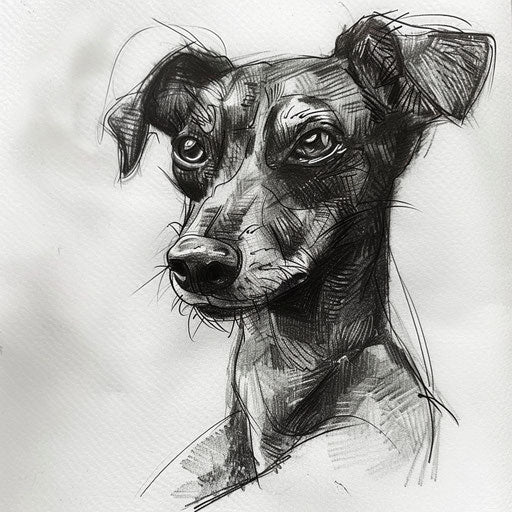 Portrait tattoo of a beloved pet on white paper