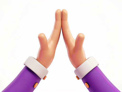 Two hands high five gesture in 3D cartoon style on white