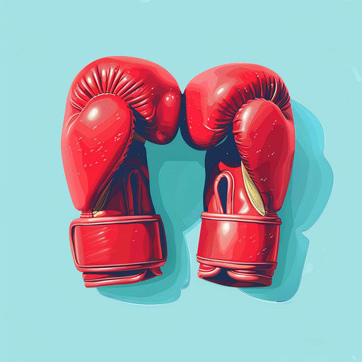 Realistic boxing gloves on random flat background