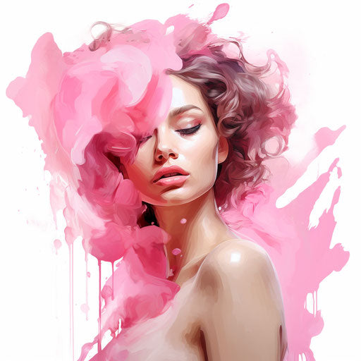 Pink clipart in the style of Oil painting, on a white background