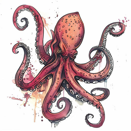 Kraken Tattoo Sketch Set