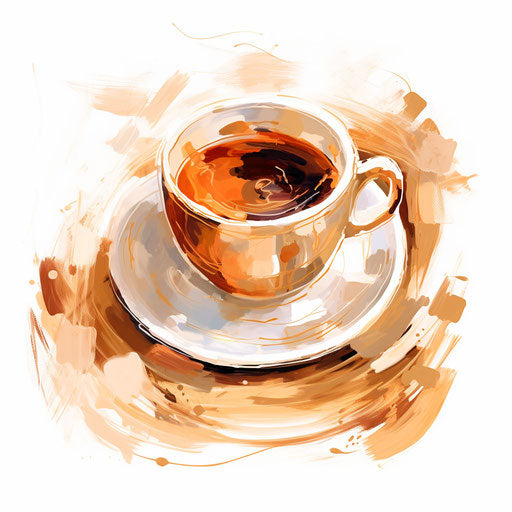Coffee cup in Impressionistic Art style, on white background
