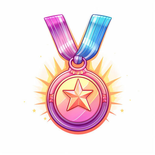 Medal in Pastel Colors Art on White Background