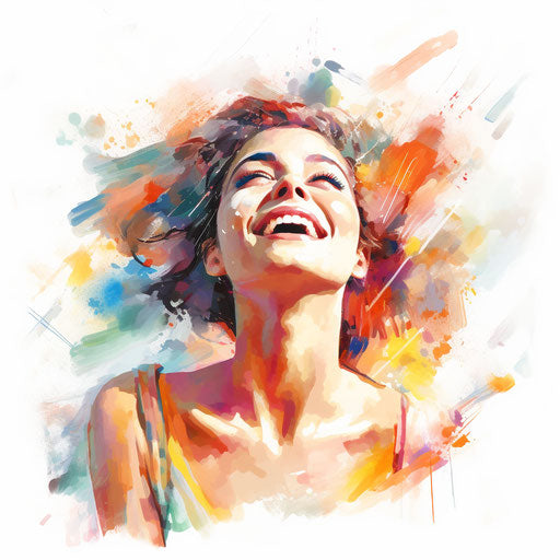 Happiness clipart in the style of Impressionistic Art on white background