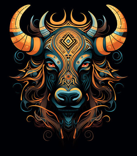 Tribal bull head graphic design vector, biomorphic style