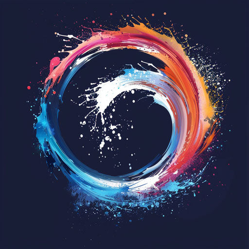 Dynamic painting logo with splash effect on dark blue background