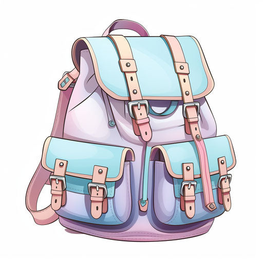 Illustration of backpack in Pastel Colors Art style