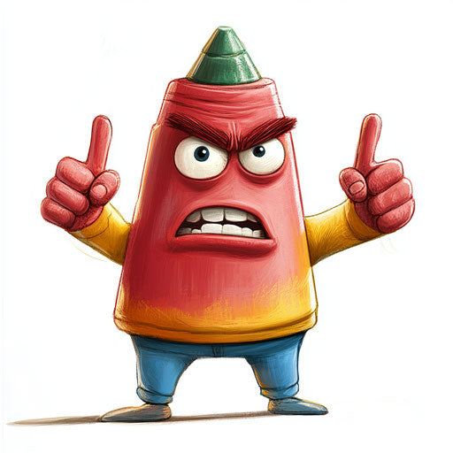 Dynamic Red Crayon Caricature Clipart for Dynamic Presentations