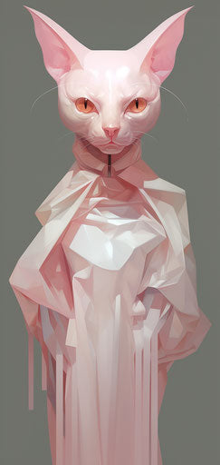 Deformed feline in pink and light maroon, David Normal style