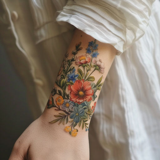 Floral wrist tattoos for women
