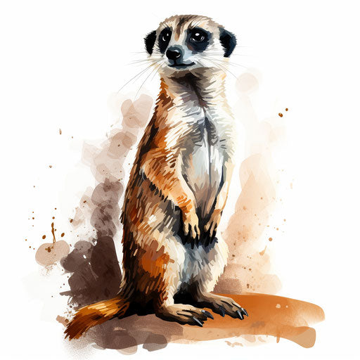Meerkat clipart in the style of Chiaroscuro Art, white background