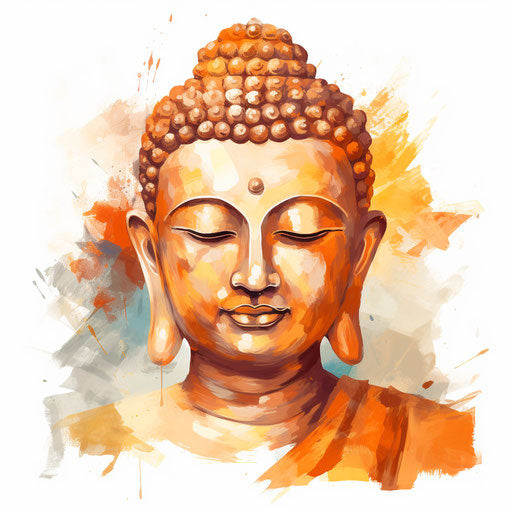 Buddha clipart in the style of an Oil painting, on a white background