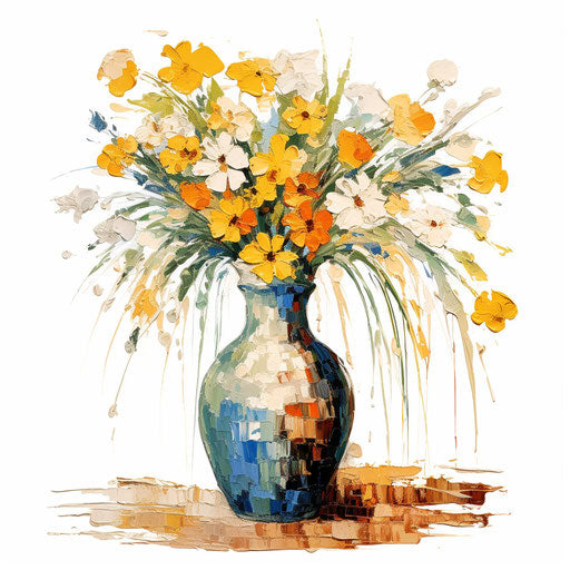 Vase illustration in the style of Impressionistic Art, on white background