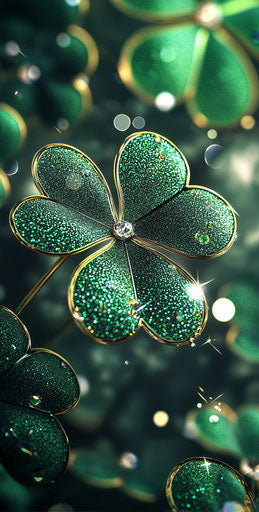 Shamrock with diamonds, shiny and glittery, St. Patrick's Day theme, phone wallpaper, high resolution
