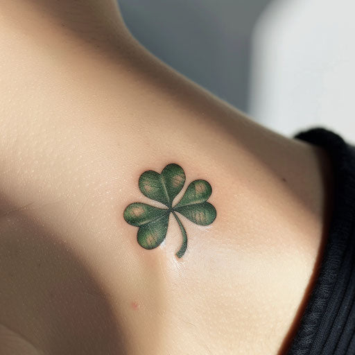 3D emerald green shamrock tattoo with realistic shadow