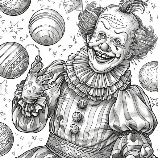 A clown juggling colorful balls at the circus