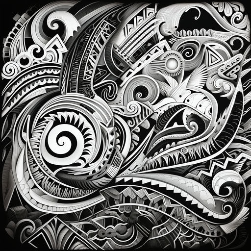 Tribal patterns in black and white, Reefwave style