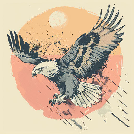 Creative eagle logo with hand-drawn elements and pastel colors on cream background