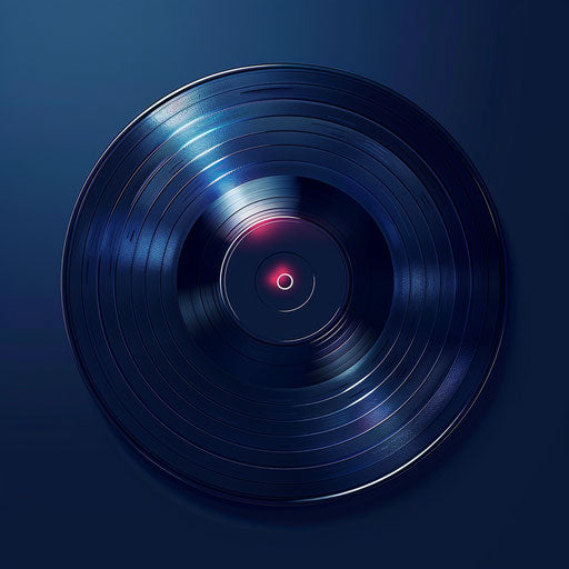 Realistic record clipart on flat indigo background