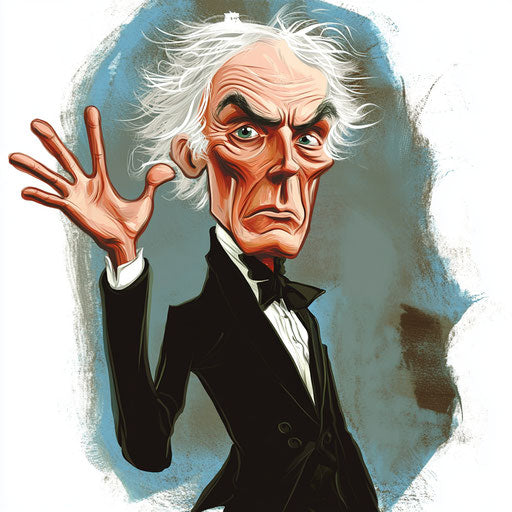 Humorous caricature of a Michael Faraday clipart with human characteristics, exaggerated pointed nose, big hands, whimsical mood, vibrant colors, cartoon style, waving, high-resolution, no background, isolated