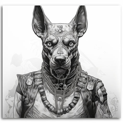 The Egyptian king, metal print featuring the drawing king person: the dog of pharaoh