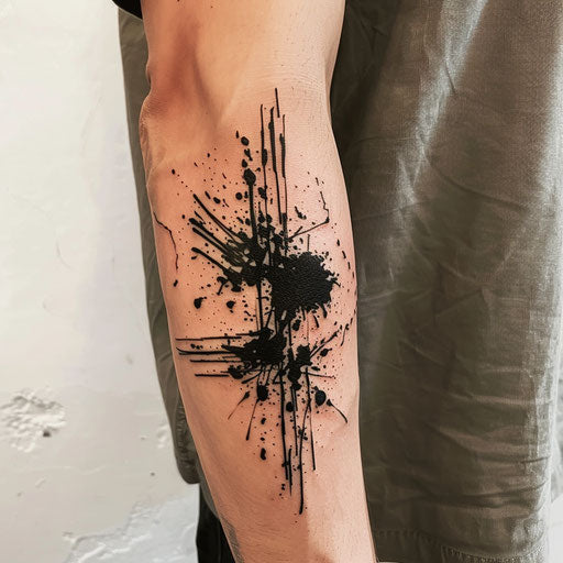 Graffiti tattoo, black ink splatter
