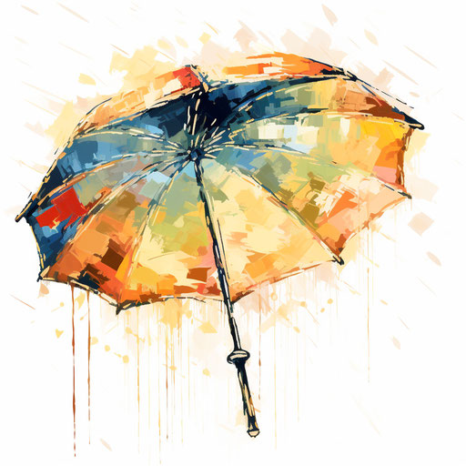 Umbrella illustration in the style of Impressionistic Art, on white background