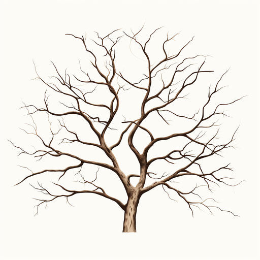 Bare tree in Minimalist style, on white background