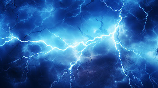 Blue lightning and electricity, realistic uhd stock photo