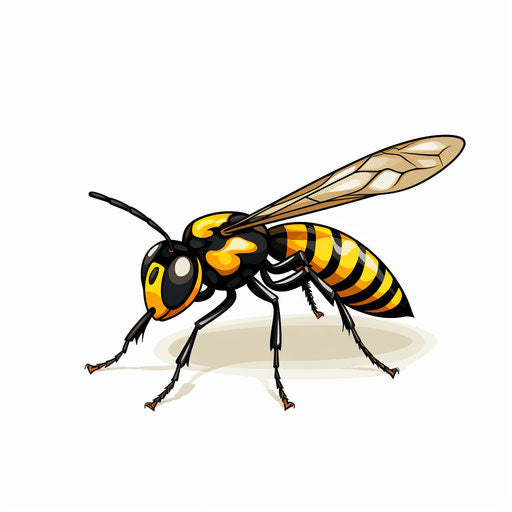 Minimalist wasp illustration on white background