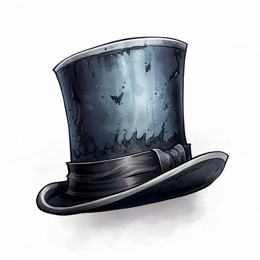 Top hat drawing in the style of Chiaroscuro Art, on white background