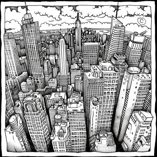 Urban grunge art in Stephen Wiltshire style