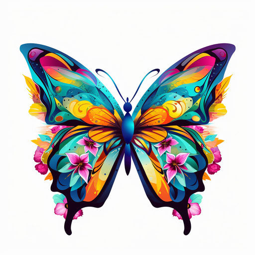 Geometric butterfly transparent png in colorful pop art style