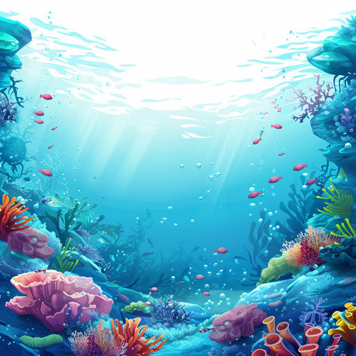 Realistic underwater clipart on white background