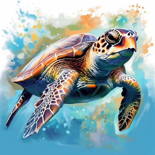 Sea turtle in Impressionistic Art style