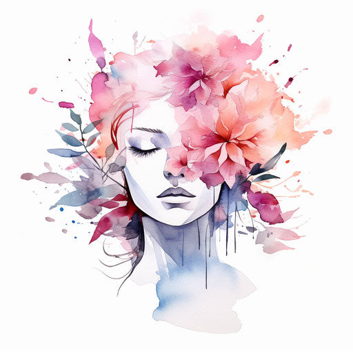 Watercolor clipart in minimalist style, on white background