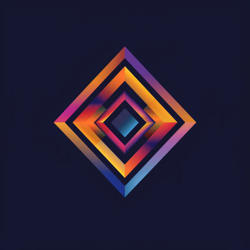 Modern, geometric logo for a clothing brand with a gradient background, vibrant colors