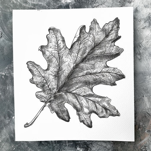 Intricate oak leaf tattoo sketch