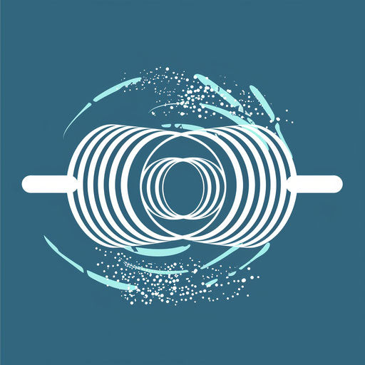 Modern fitness logo with abstract lines on light blue background