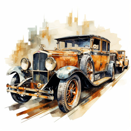 Transportation illustration in the style of an oil painting, on white background