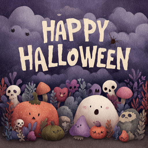 Halloween-themed illustration with spooky elements