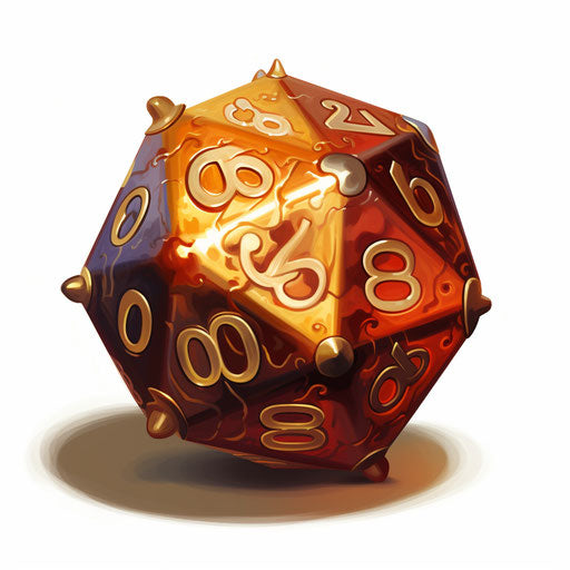 d20 clipart in the style of Oil painting, on a white background