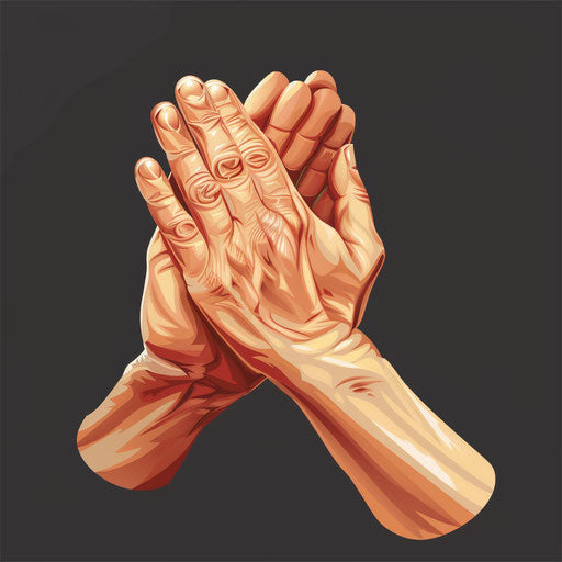 Photo realistic clapping hands clipart with flat random background