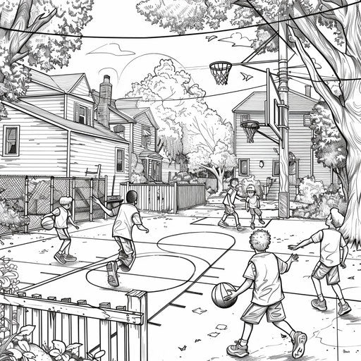 Neighborhood basketball game