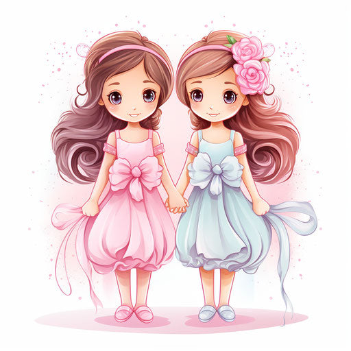 Sister illustration in the style of Pastel Colors Art