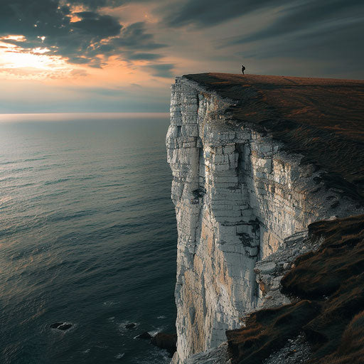 White Cliffs of Dover with a lone hiker
